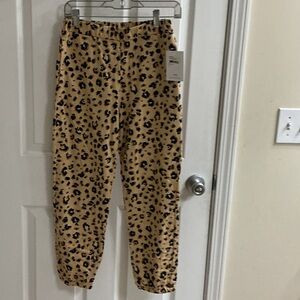 love, Fire Leopard Print Joggers in Tan and Black